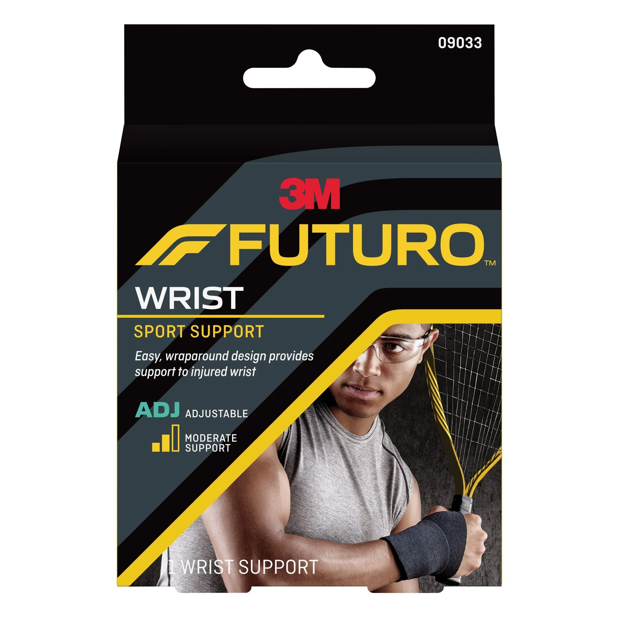 3M Futuro Adult Sport Wrist Support, Wraparound, Adjustable, Black, 4-1/2 to 9-1/2 Inch, One Size Fits Most, 1 Each