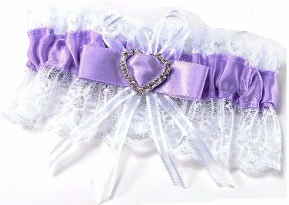 4 x Bridal Garter Wedding Lace Satin Crystal Heart Leg Band Diamante