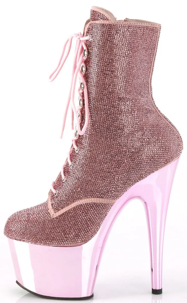 ADORE-1020CHRS Pink Chrome & Rhinestone Boots