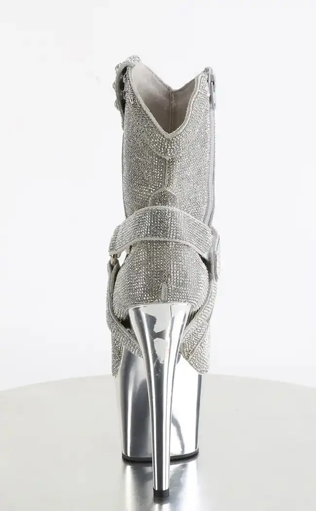 ADORE-1029CHRS Silver Rhinestone Cowboy Boots