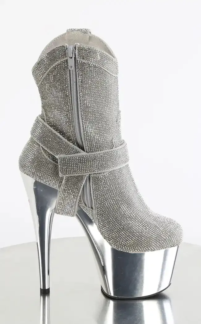 ADORE-1029CHRS Silver Rhinestone Cowboy Boots