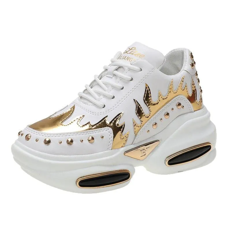 AshoreShop High Platform Razzle Dazzle Sport Attention Sneakers