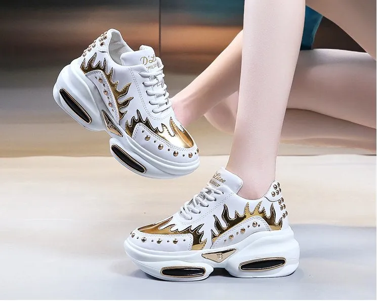 AshoreShop High Platform Razzle Dazzle Sport Attention Sneakers