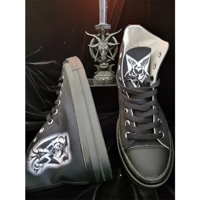 BAPHOMET High Top Canvas Shoes - Black