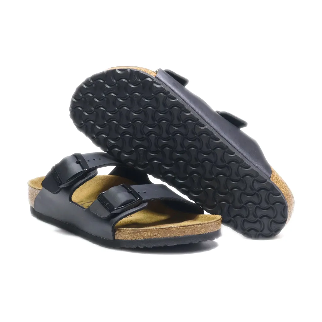 Birkenstock Flat Sandals Leather Black Colour For Kids