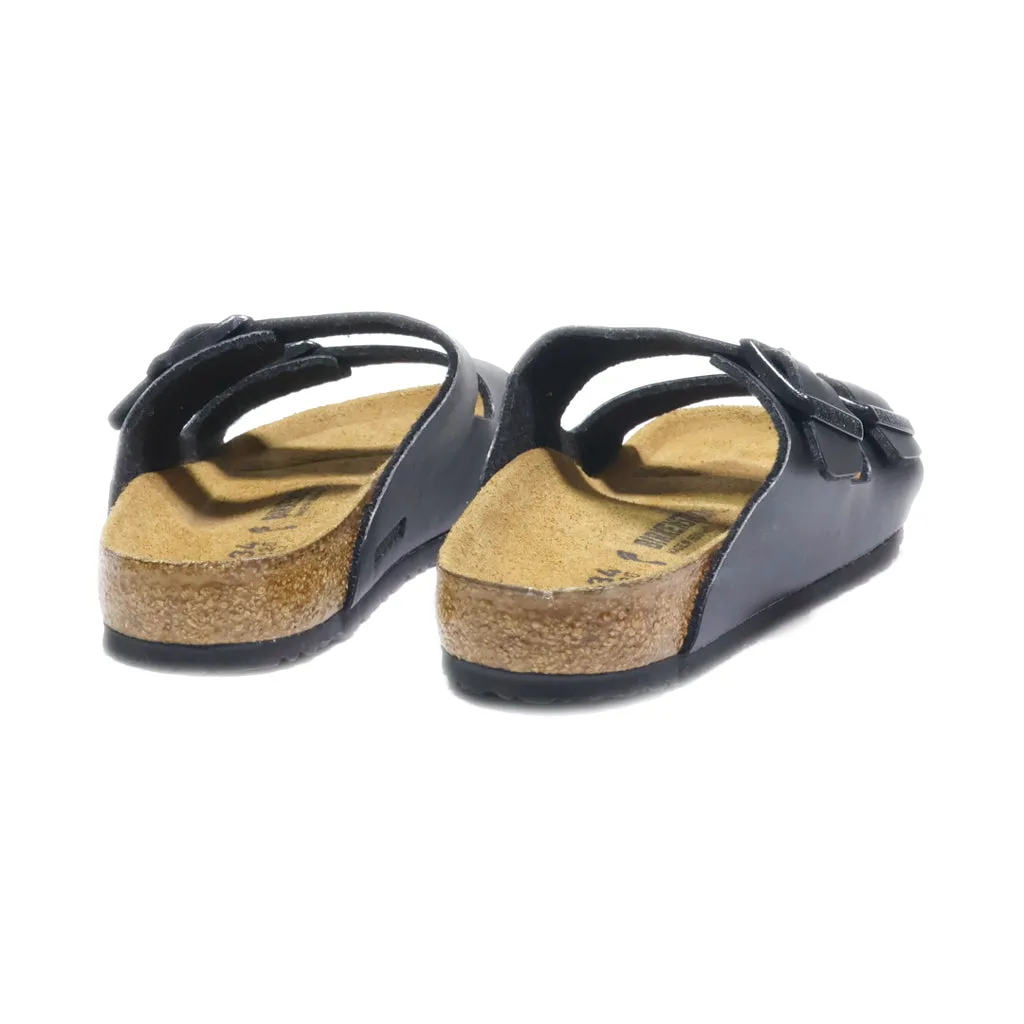 Birkenstock Flat Sandals Leather Black Colour For Kids