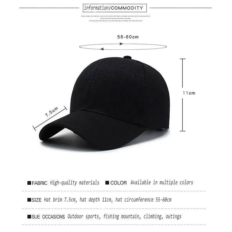 Black Cap Solid Color Baseball Cap Snapback Caps