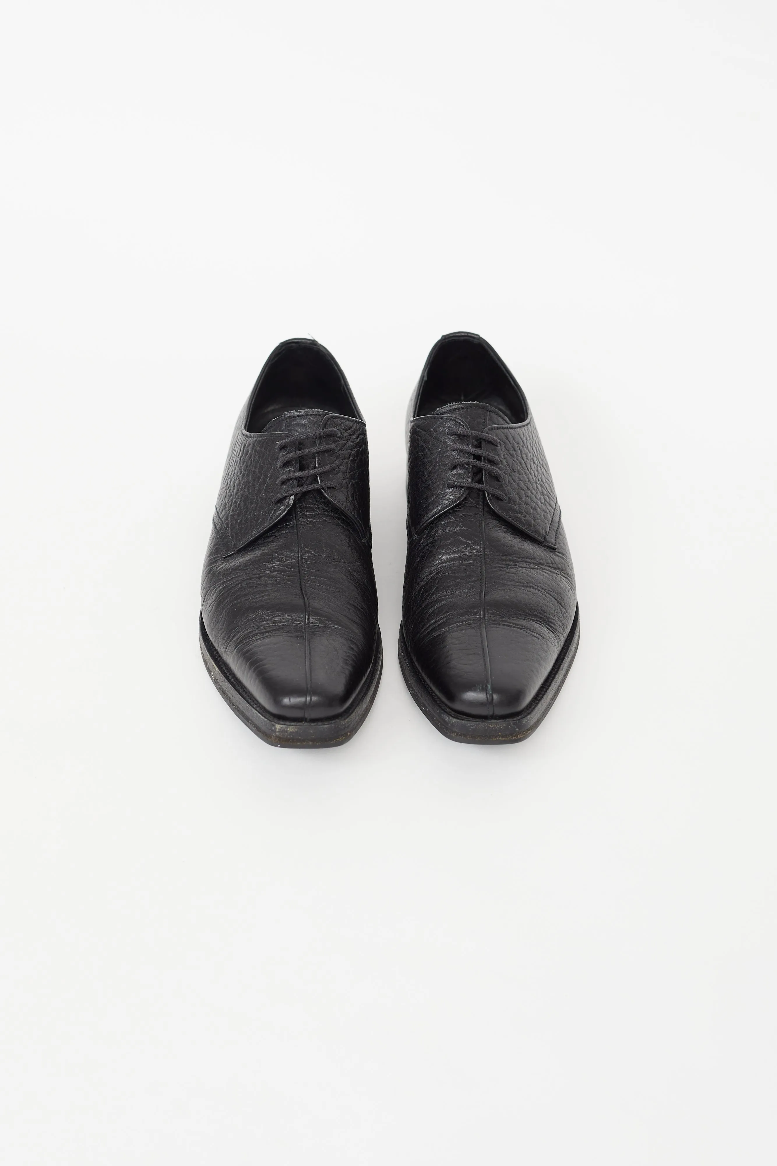 Black Leather Square Toe Oxford