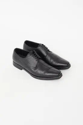 Black Leather Square Toe Oxford