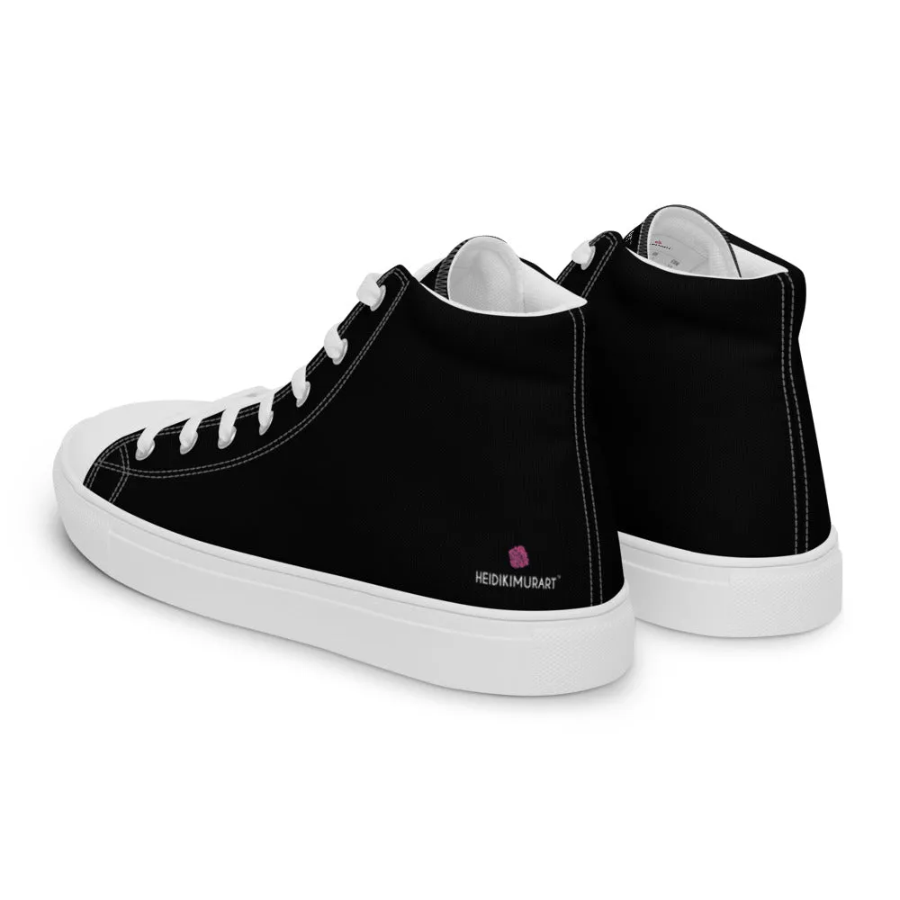 Black Solid Color Men's Hip Tops, Men’s high top canvas shoes