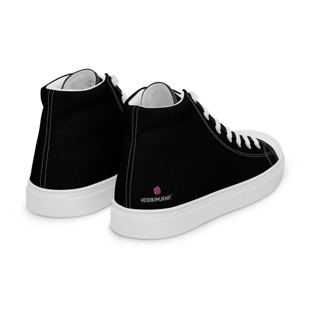 Black Solid Color Men's Hip Tops, Men’s high top canvas shoes