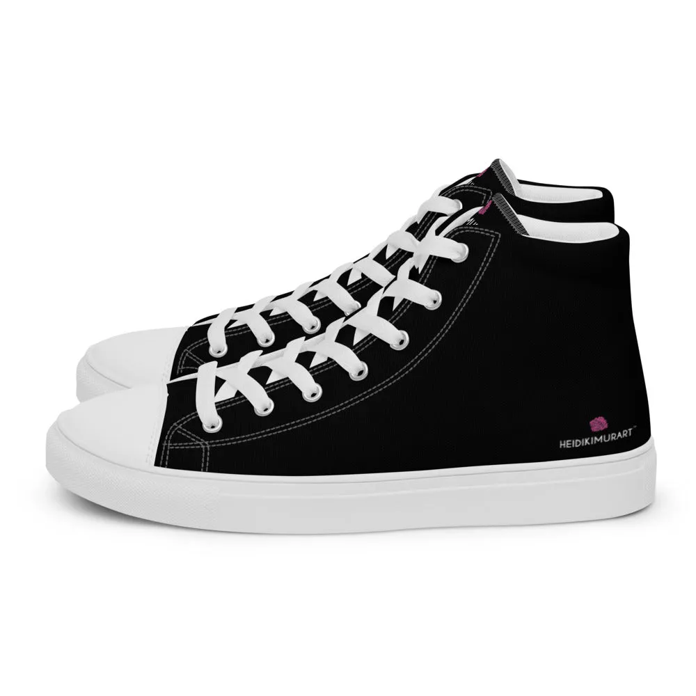 Black Solid Color Men's Hip Tops, Men’s high top canvas shoes