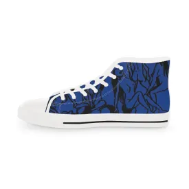 Blue Nude Art Men's High Tops, Modern Minimalist Best Men's High Top Sneakers For Men (US Size: 5-14)