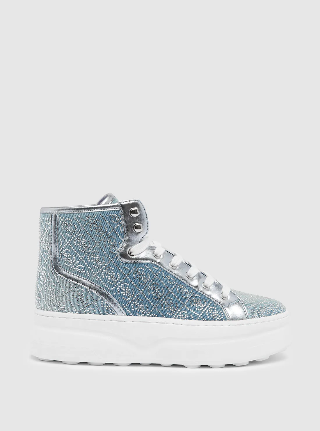 Blue Silver Queenly High-Top Sneakers