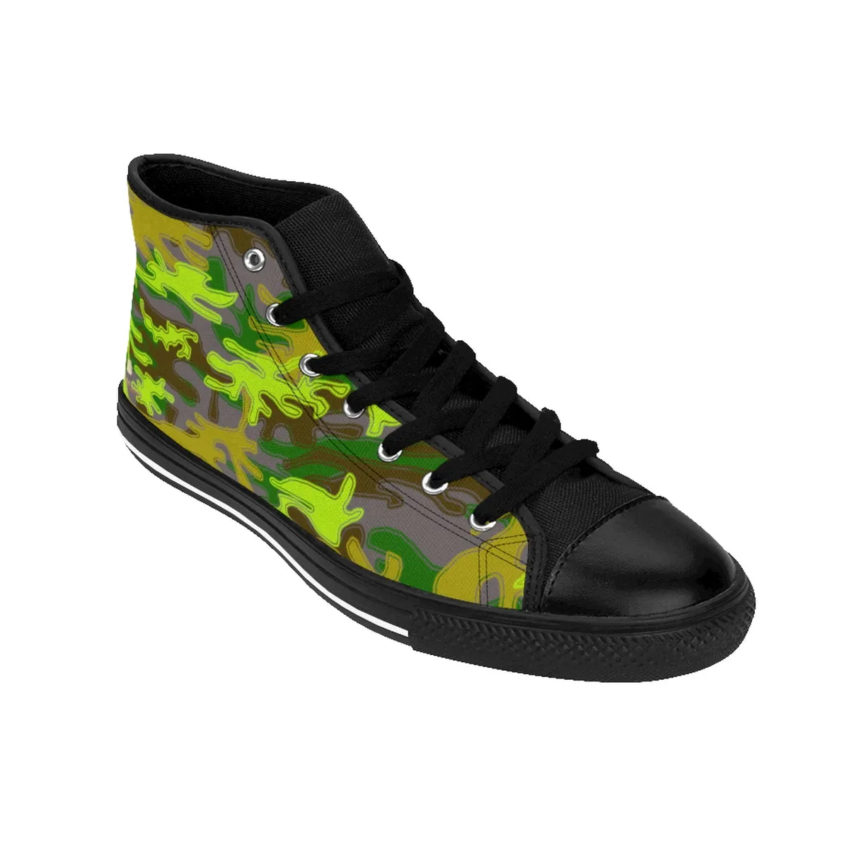 Camouflage Men's High Tops, Gray Green Army Military Print Men's High-top Sneakers Tennis Shoes