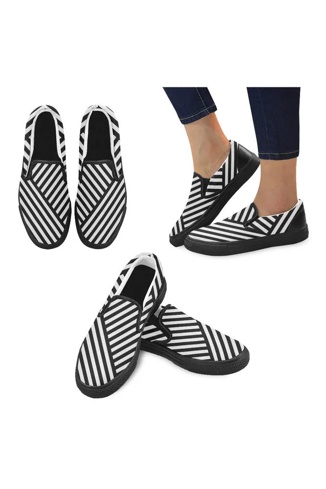 Cool Stripes Men's Unusual Slip-on Canvas Shoes (Model 019)