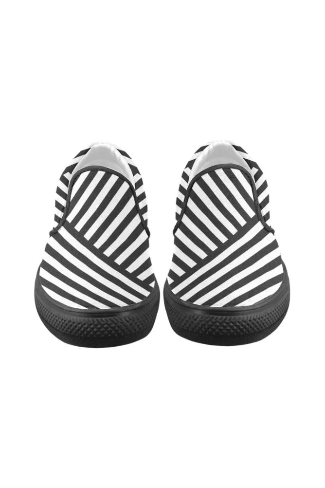 Cool Stripes Men's Unusual Slip-on Canvas Shoes (Model 019)