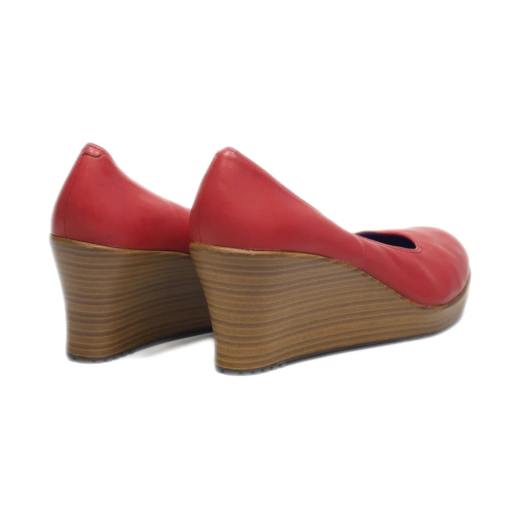 Crocs Wedge Shoes Leather Red Colour For Women