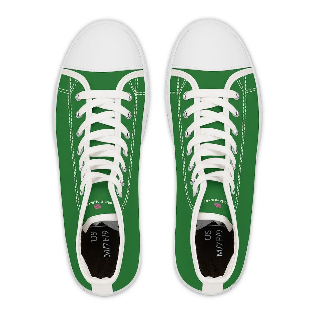 Emerald Green Ladies' High Tops, Solid Color Best Women's High Top Sneakers Canvas Shoes