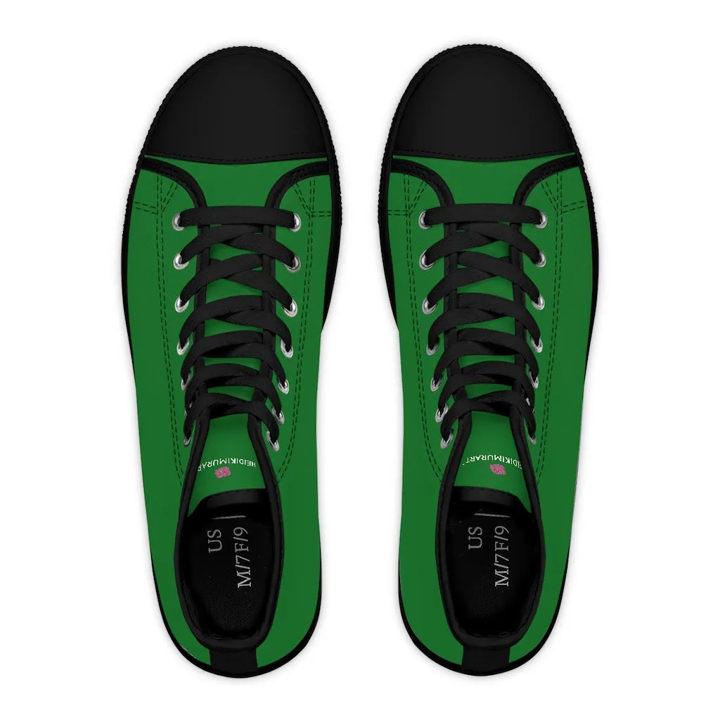 Emerald Green Ladies' High Tops, Solid Color Best Women's High Top Sneakers Canvas Shoes