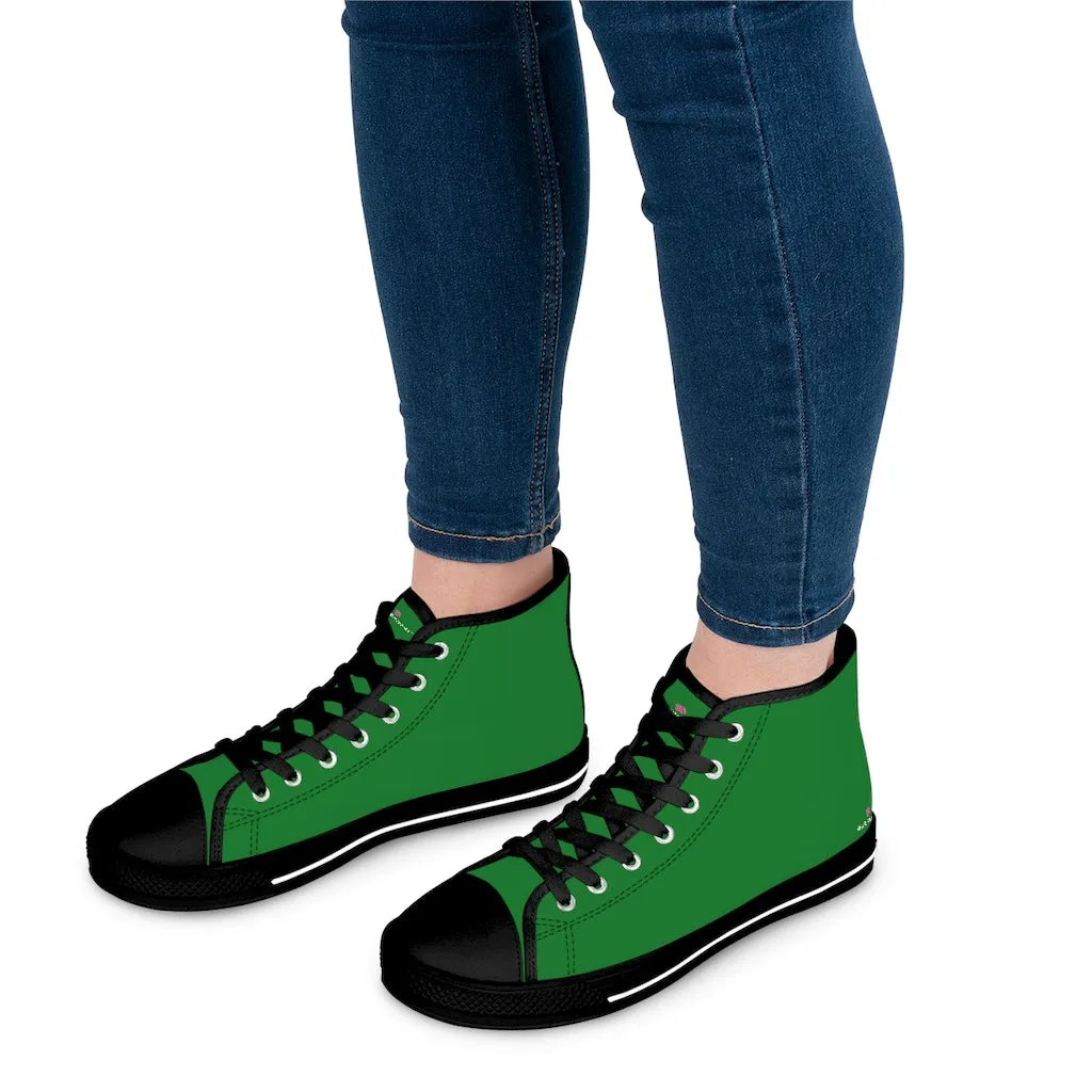 Emerald Green Ladies' High Tops, Solid Color Best Women's High Top Sneakers Canvas Shoes