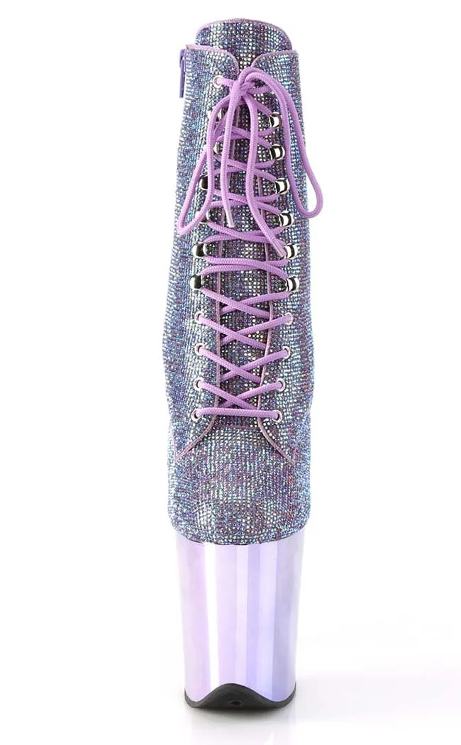 FLAMINGO-1020CHRS Lavender Rhinestone Ankle Boots