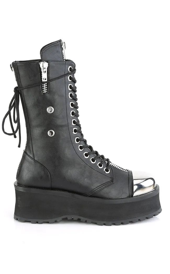 GRAVEDIGGER-14 Black Vegan Leather Boots