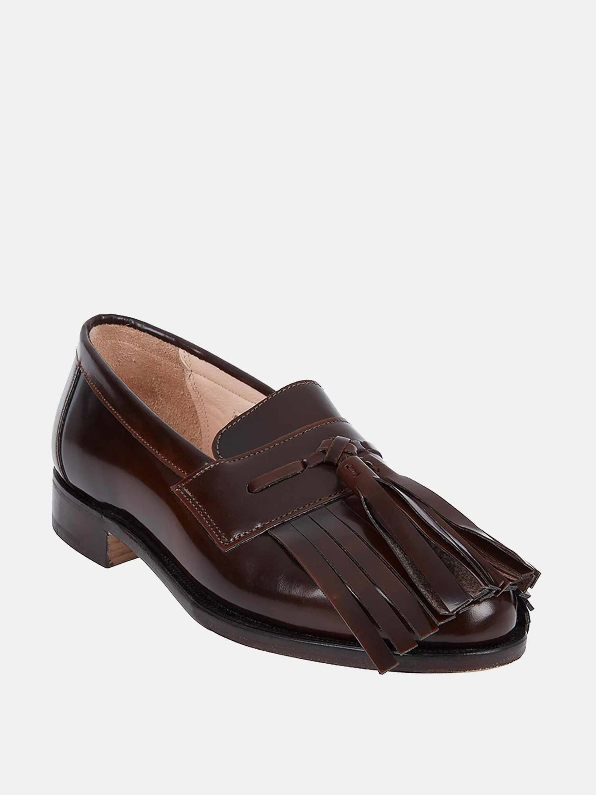 Grenda tassel front loafer in dark brown leather