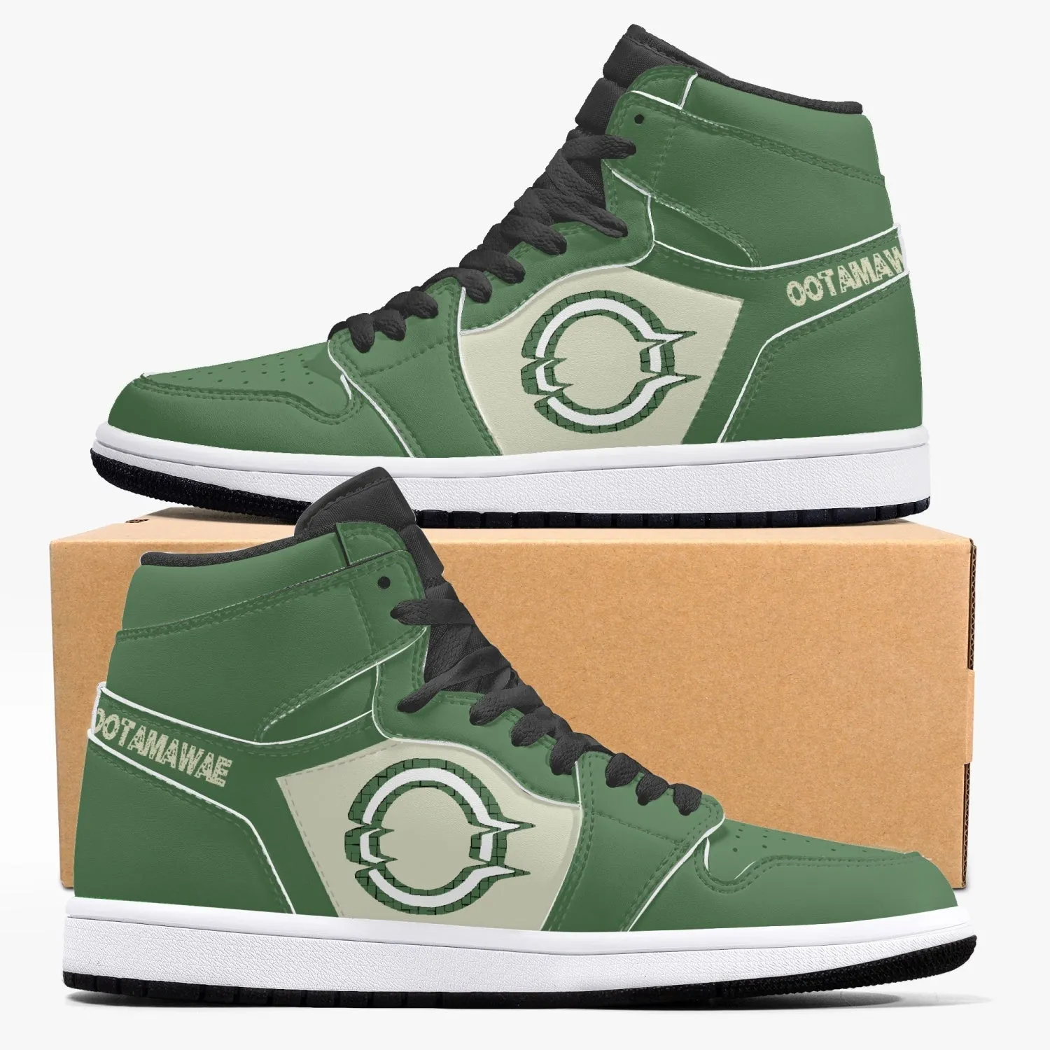 High-Top Leather Sneakers All Olive