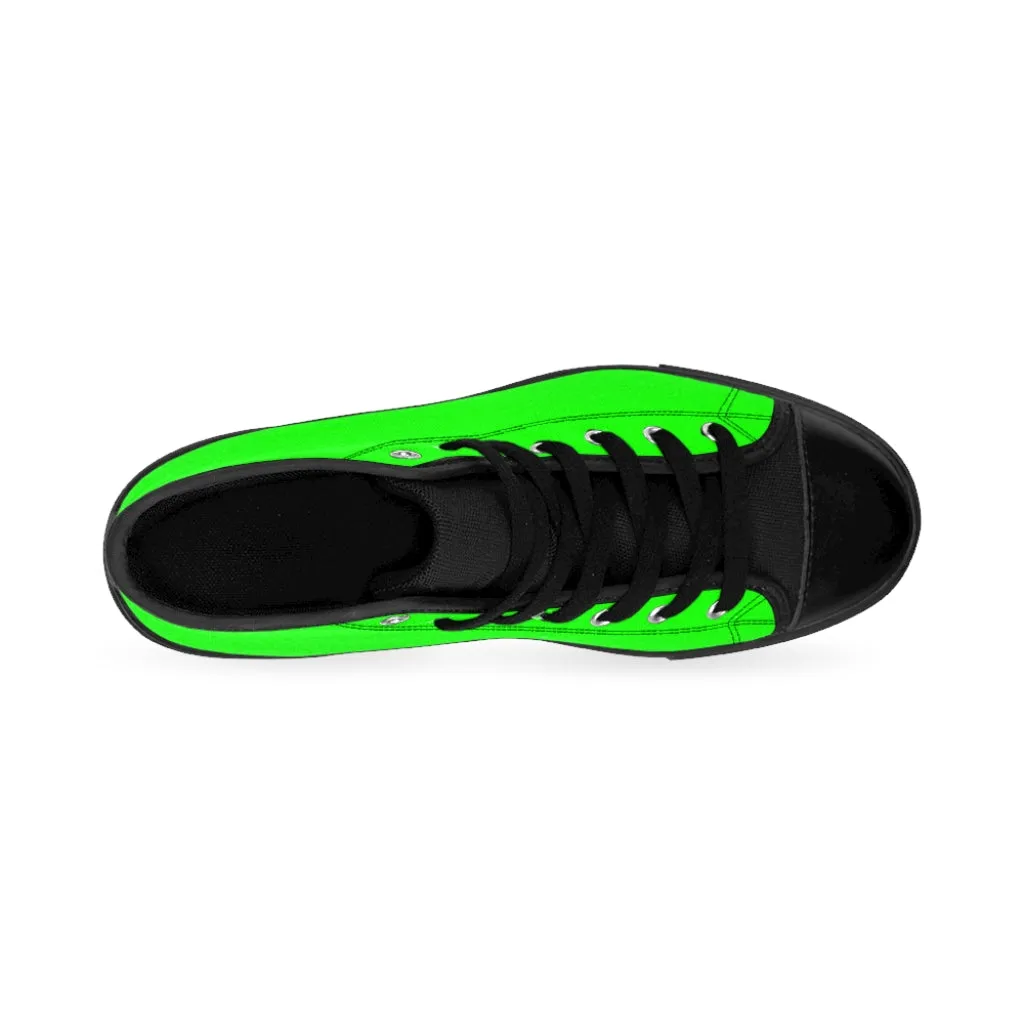 Hot Green Men's High Tops, Best Bright Green Solid Color Men's Classic Sneakers Tennis Running Shoes