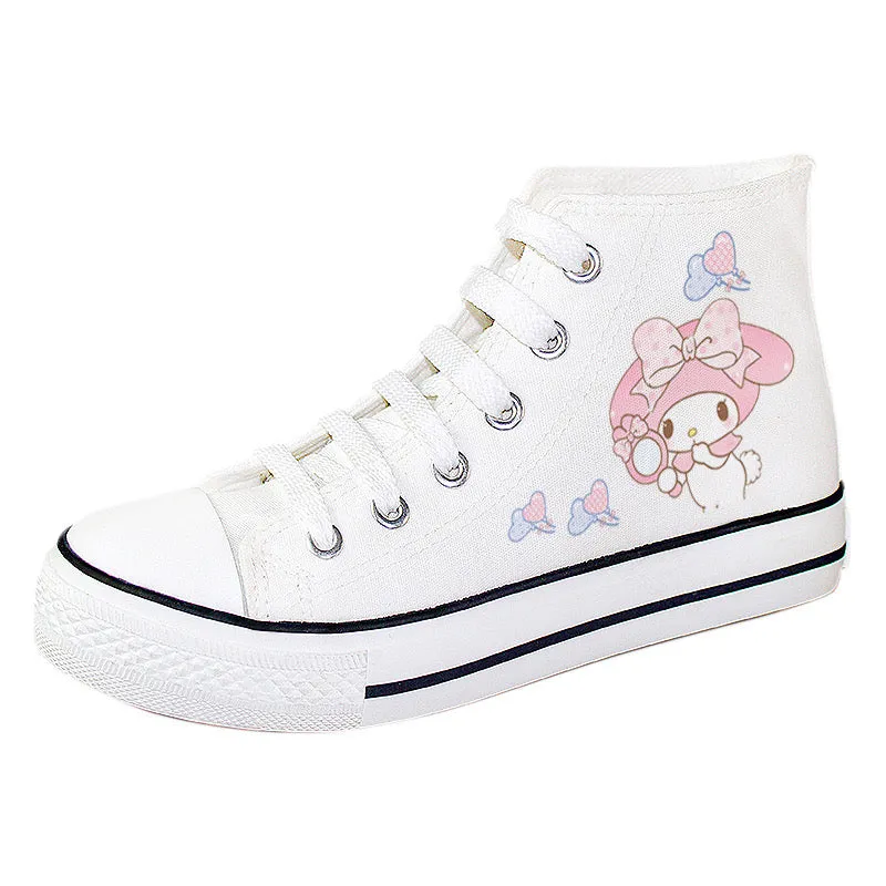 Kawaii Pink Dog Student High Top Canvas Kids Size