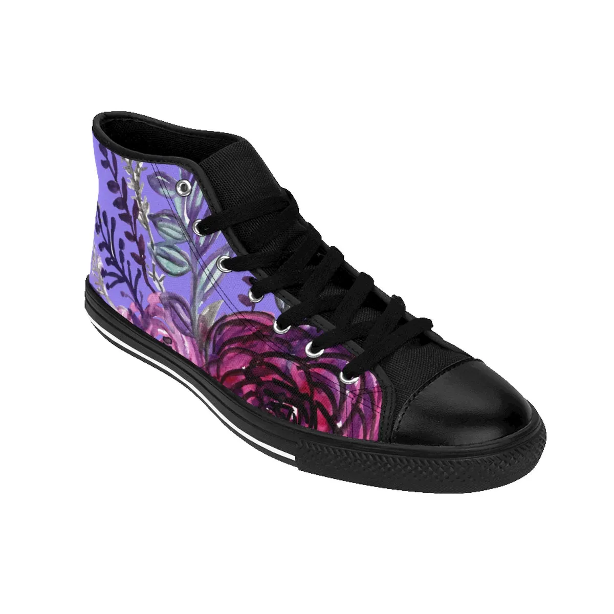 Light Purple Rose Men's Sneakers, Floral Print High-top Sneakers Running Best Tennis Shoes