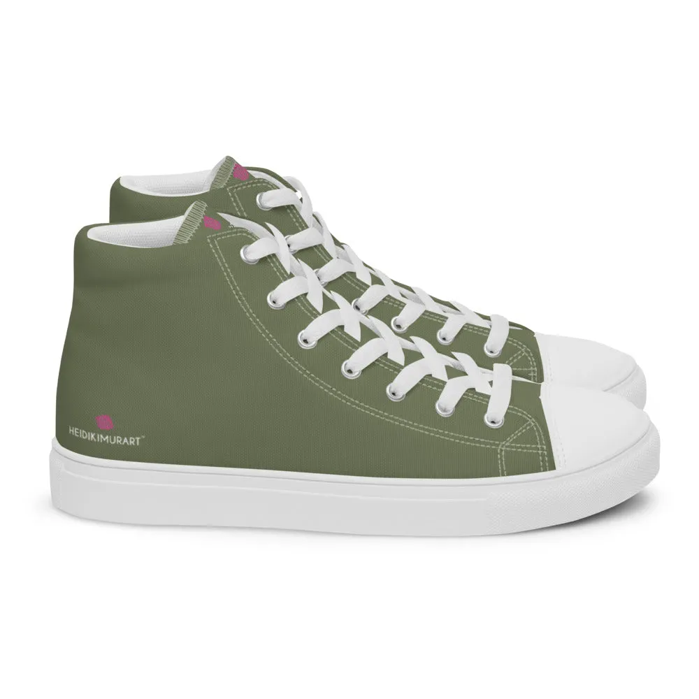 Matcha Green Men's Sneakers, Modern Minimalist Best Solid Color Canvas High Top Shoes For Men