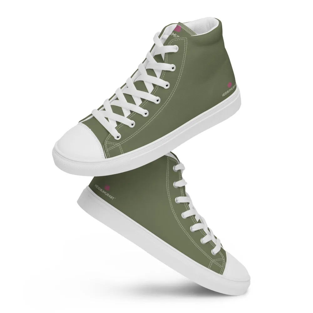 Matcha Green Men's Sneakers, Modern Minimalist Best Solid Color Canvas High Top Shoes For Men