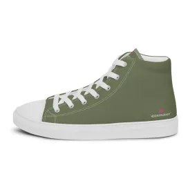 Matcha Green Men's Sneakers, Modern Minimalist Best Solid Color Canvas High Top Shoes For Men