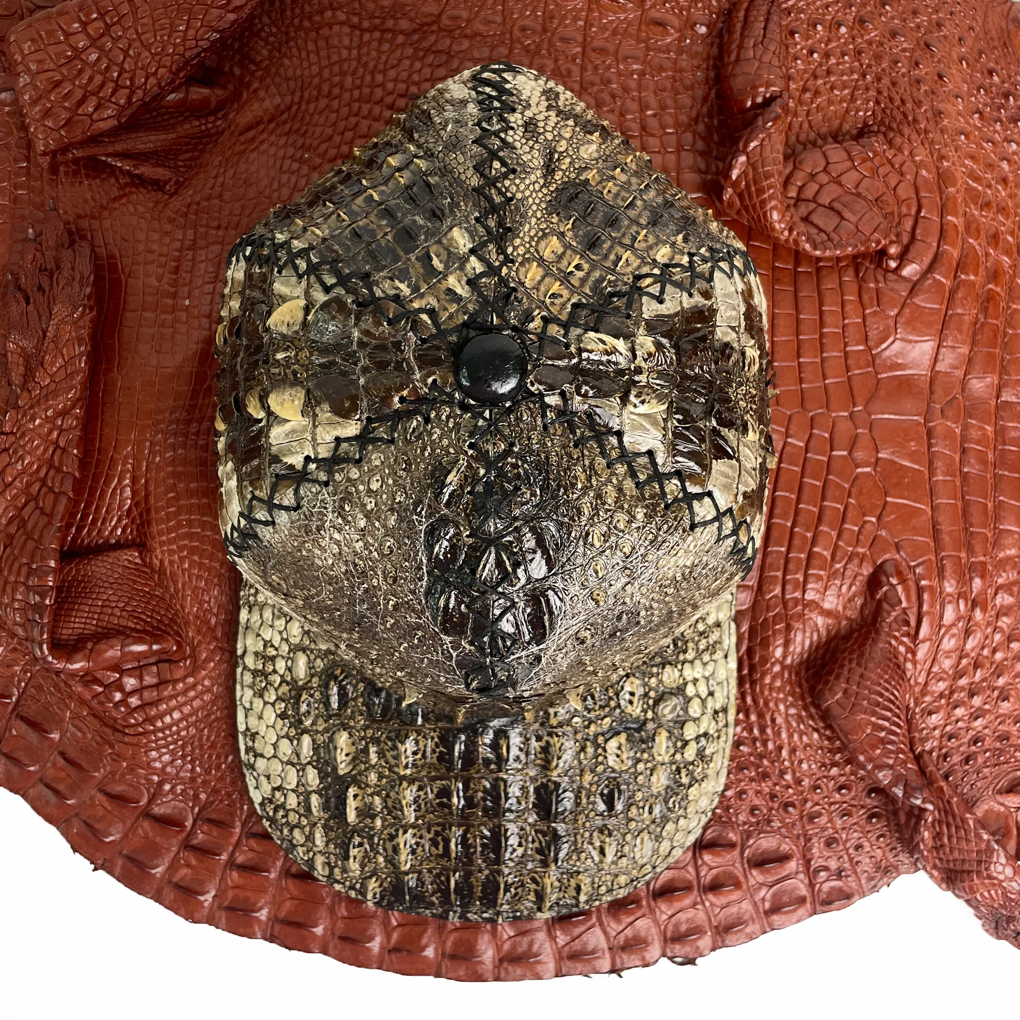 Mens Alligator Leather Baseball Cap - Fashionable Exotic Adjustable Outdoor Baseball Cap | HAT-TUOI-05