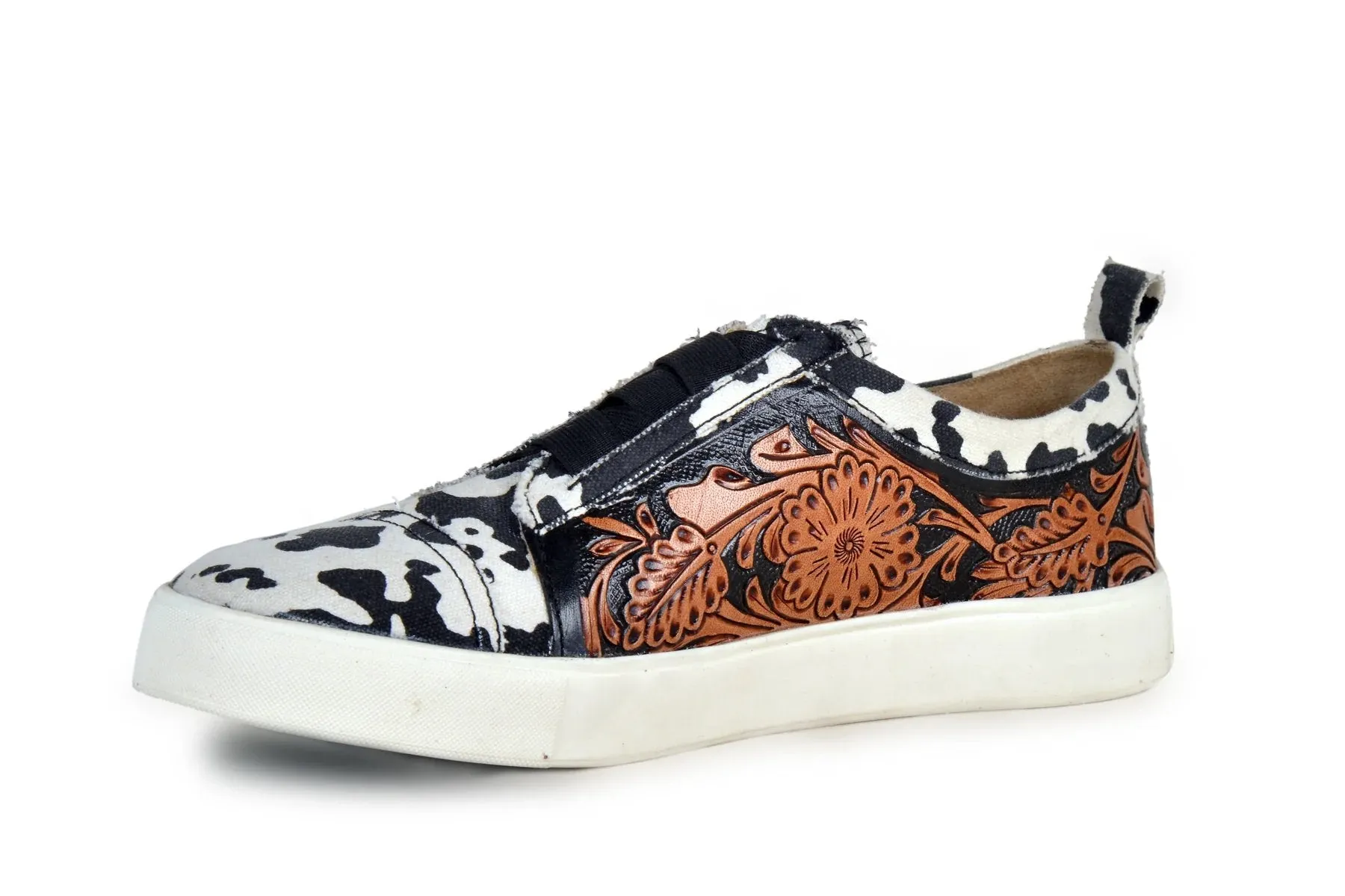 Myra Women's Cowprint with Handtooling Sneaker