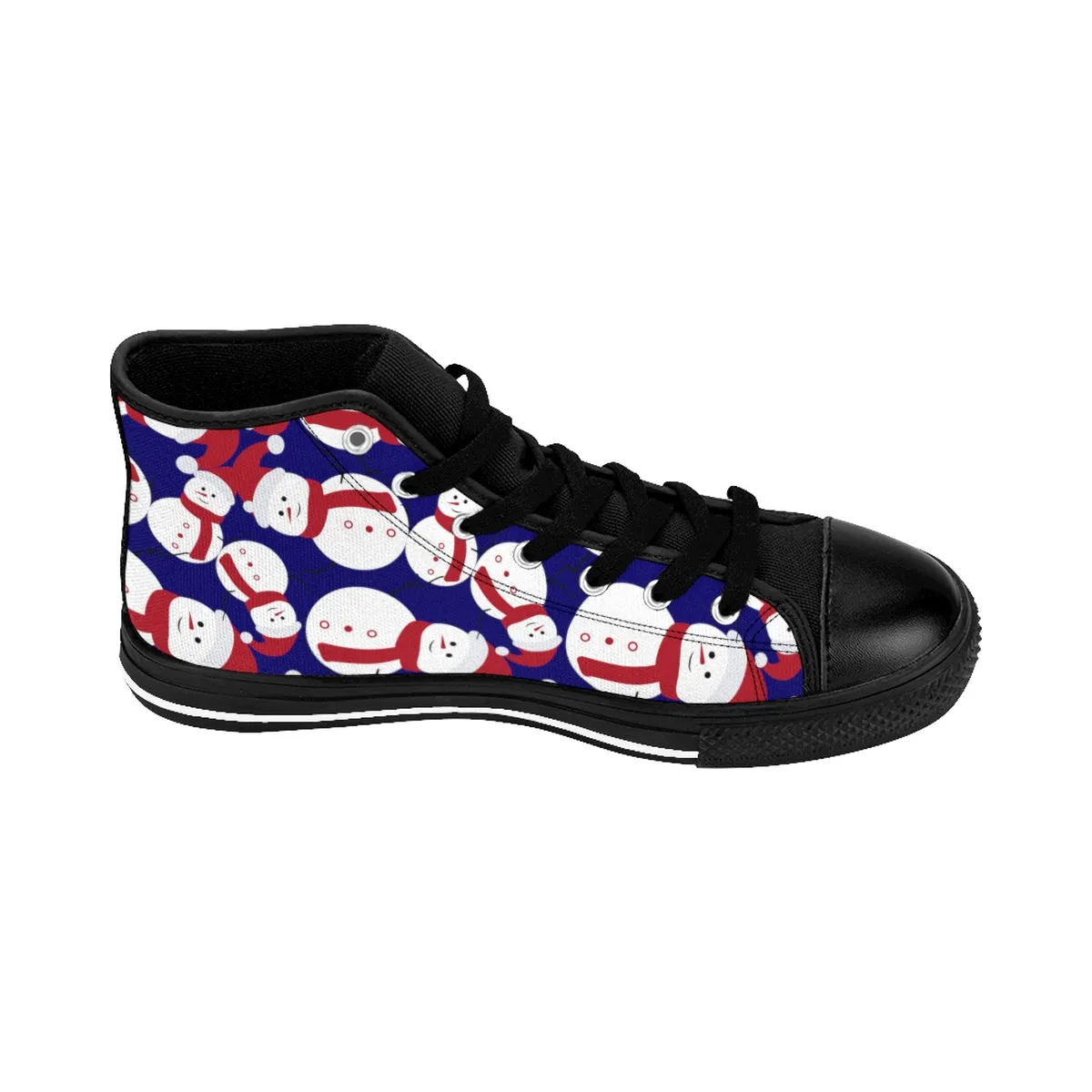 Navy Blue Christmas Men's Sneakers, Red White Snowman High-Top Sneakers (US Size 6-14)