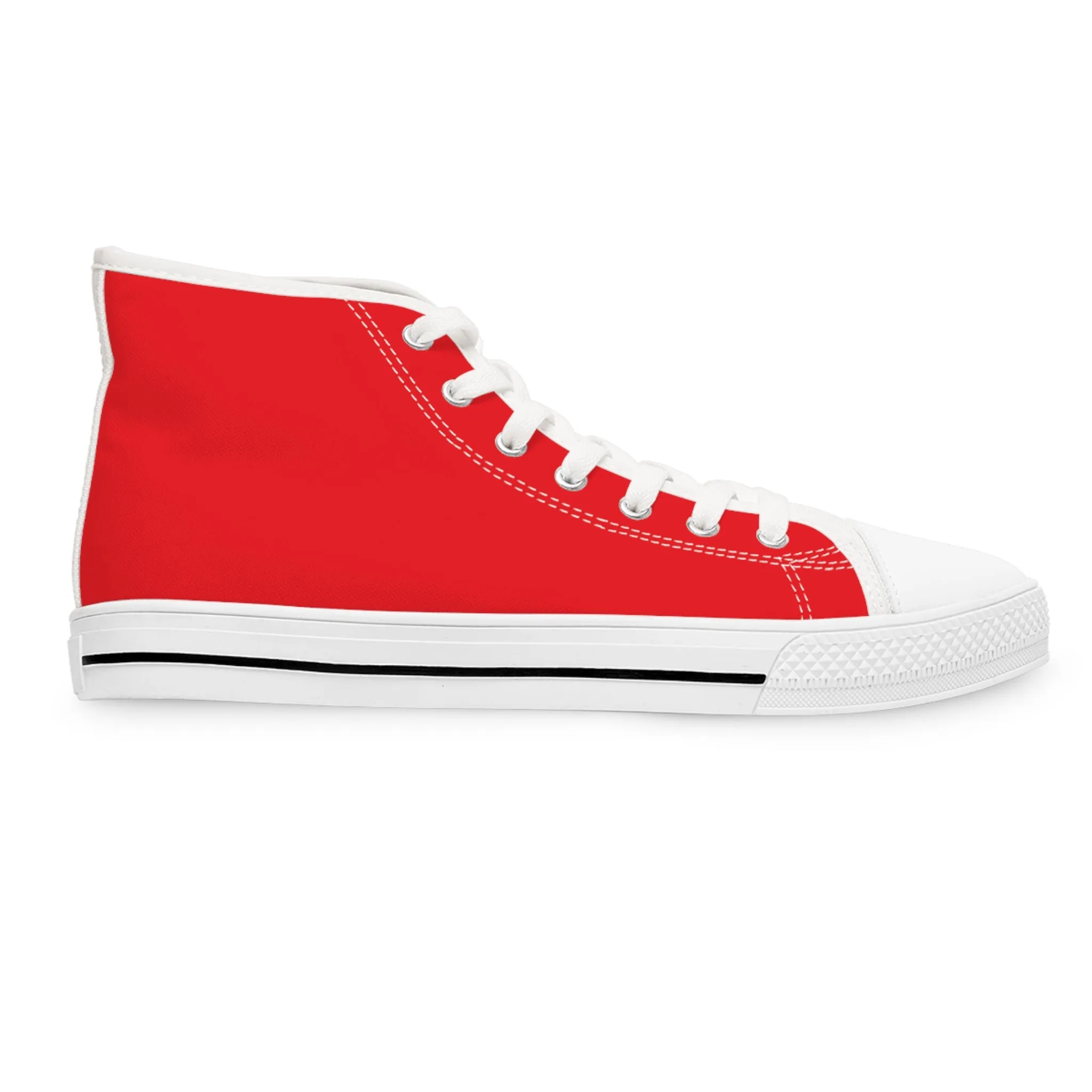 Red Color Ladies' High Tops, Solid Red Color Best Women's High Top Sneakers Canvas Tennis Shoes