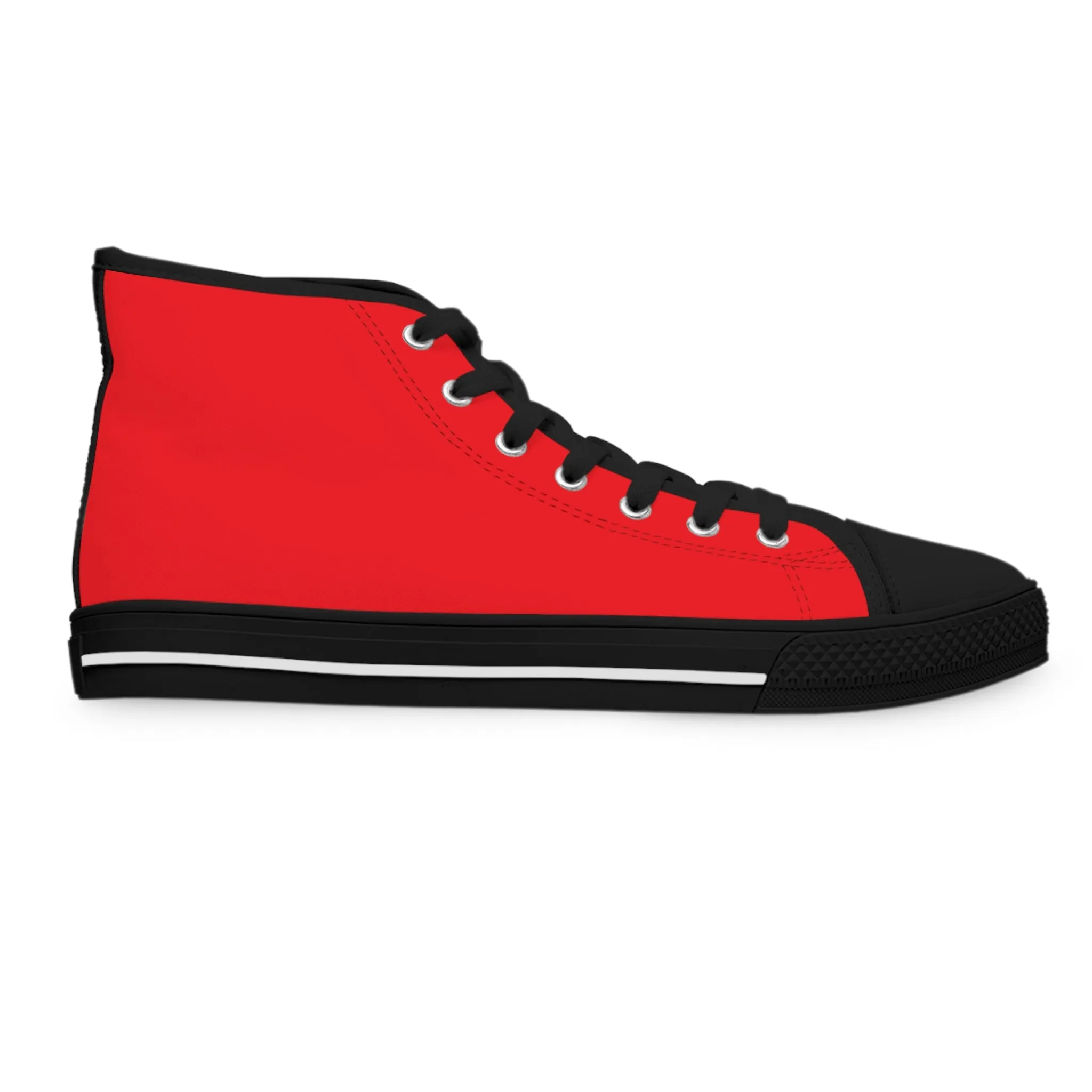 Red Color Ladies' High Tops, Solid Red Color Best Women's High Top Sneakers Canvas Tennis Shoes