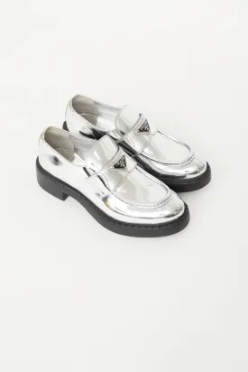 Silver Patent Leather Logo Loafer