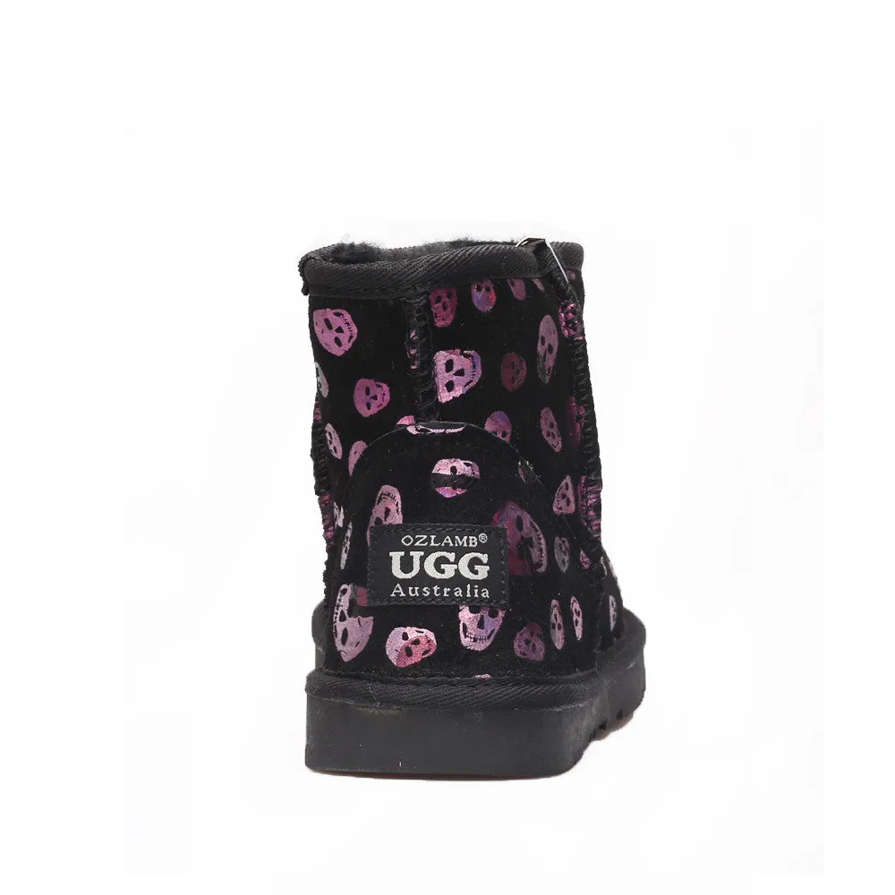 Skull Short Ugg Boot - Purple/Silver