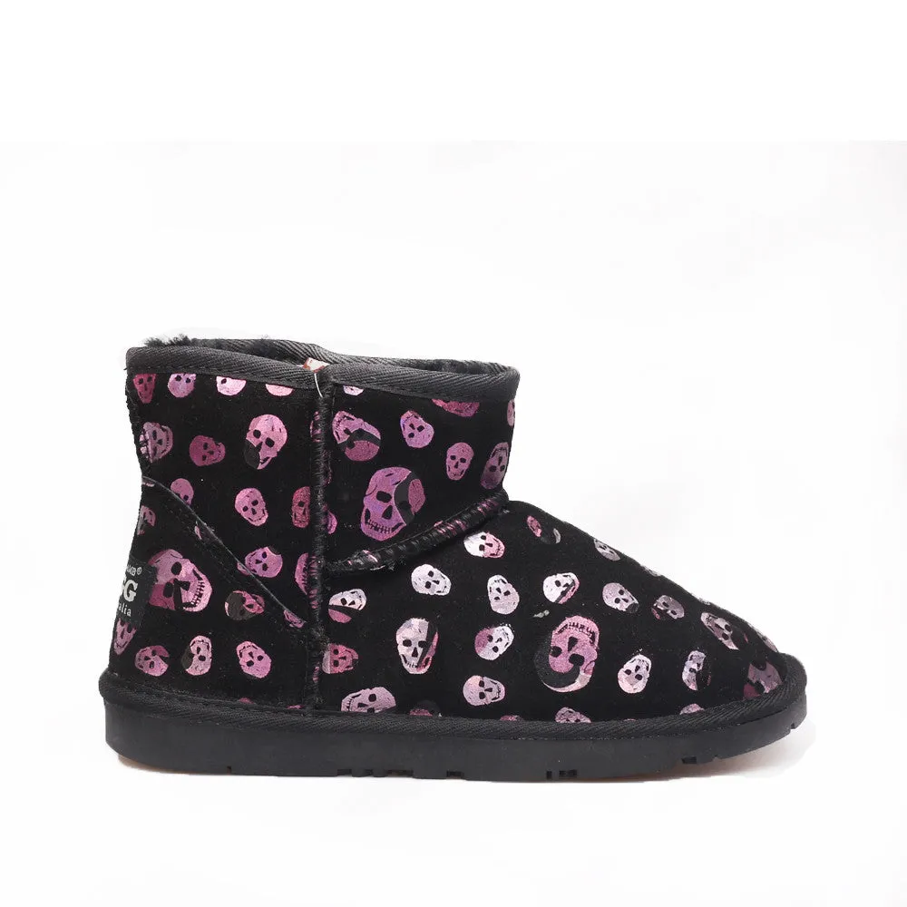 Skull Short Ugg Boot - Purple/Silver