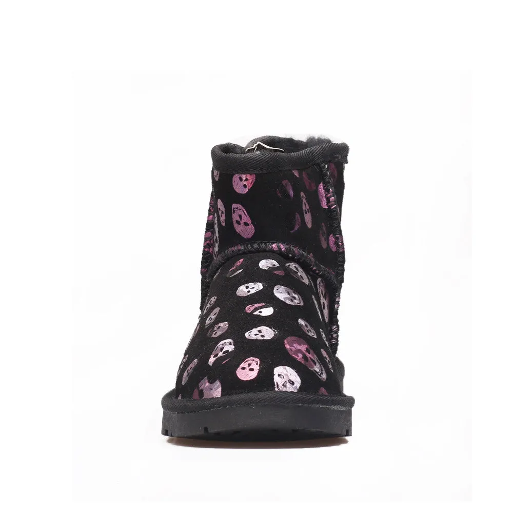 Skull Short Ugg Boot - Purple/Silver