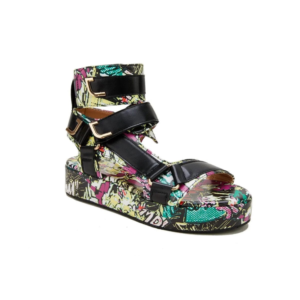 Sohiwoo  Womens Summer Sandals Vintage Graffiti Platforms Sandals Imily Bela