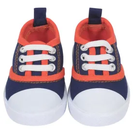 Sporty Baby Boys’ Lace Up Navy and Orange Canvas Shoe