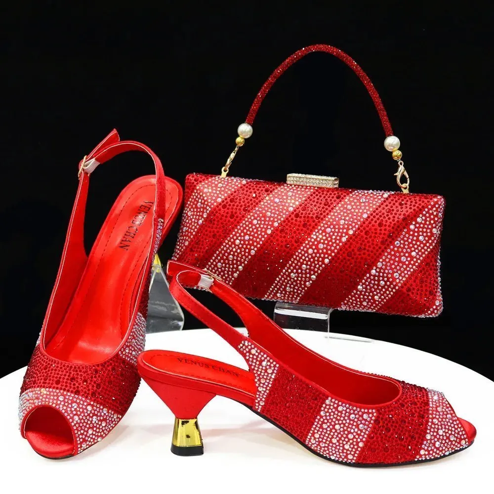 Stylish Soiree: Italian Shoes & Bag Set for Wedding Parties