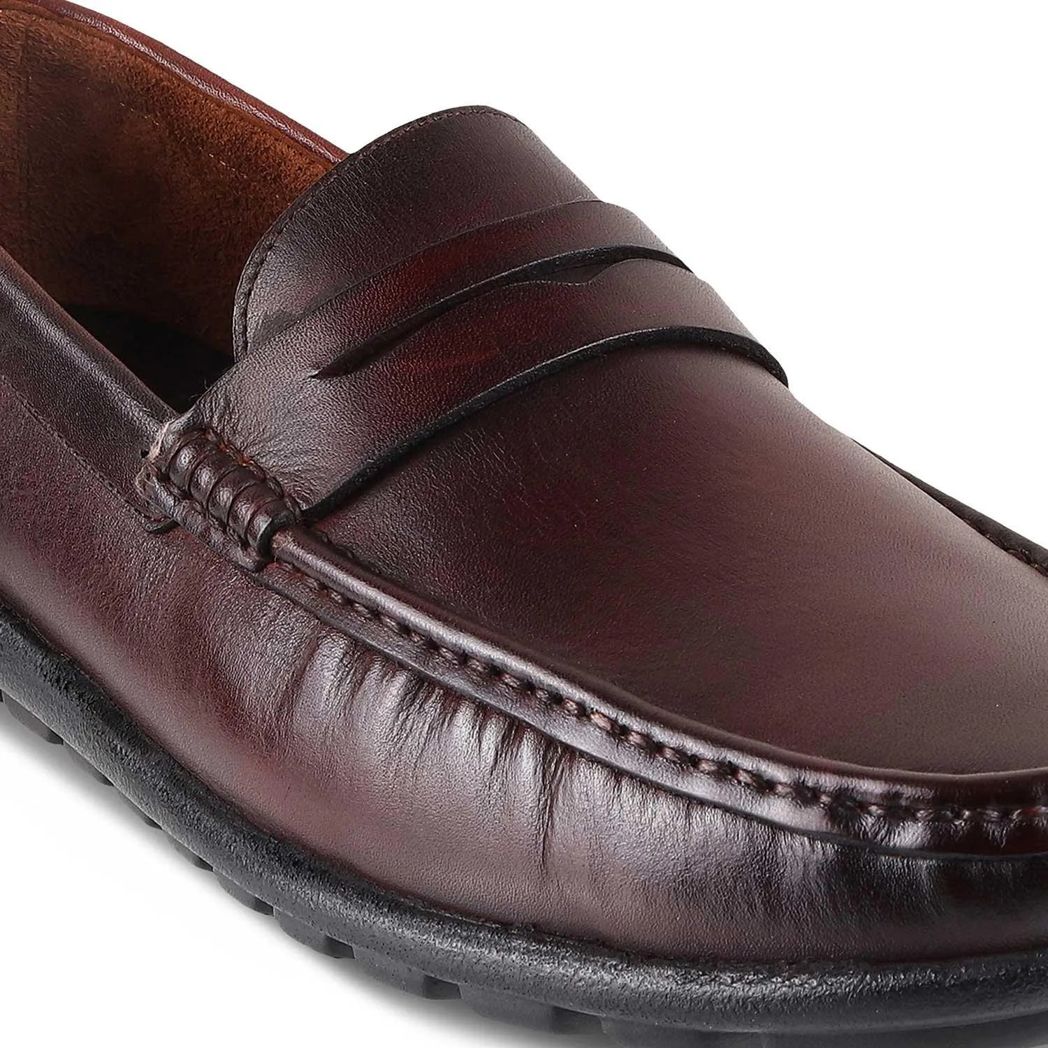 The Argento Brown Men's Leather Loafers Tresmode