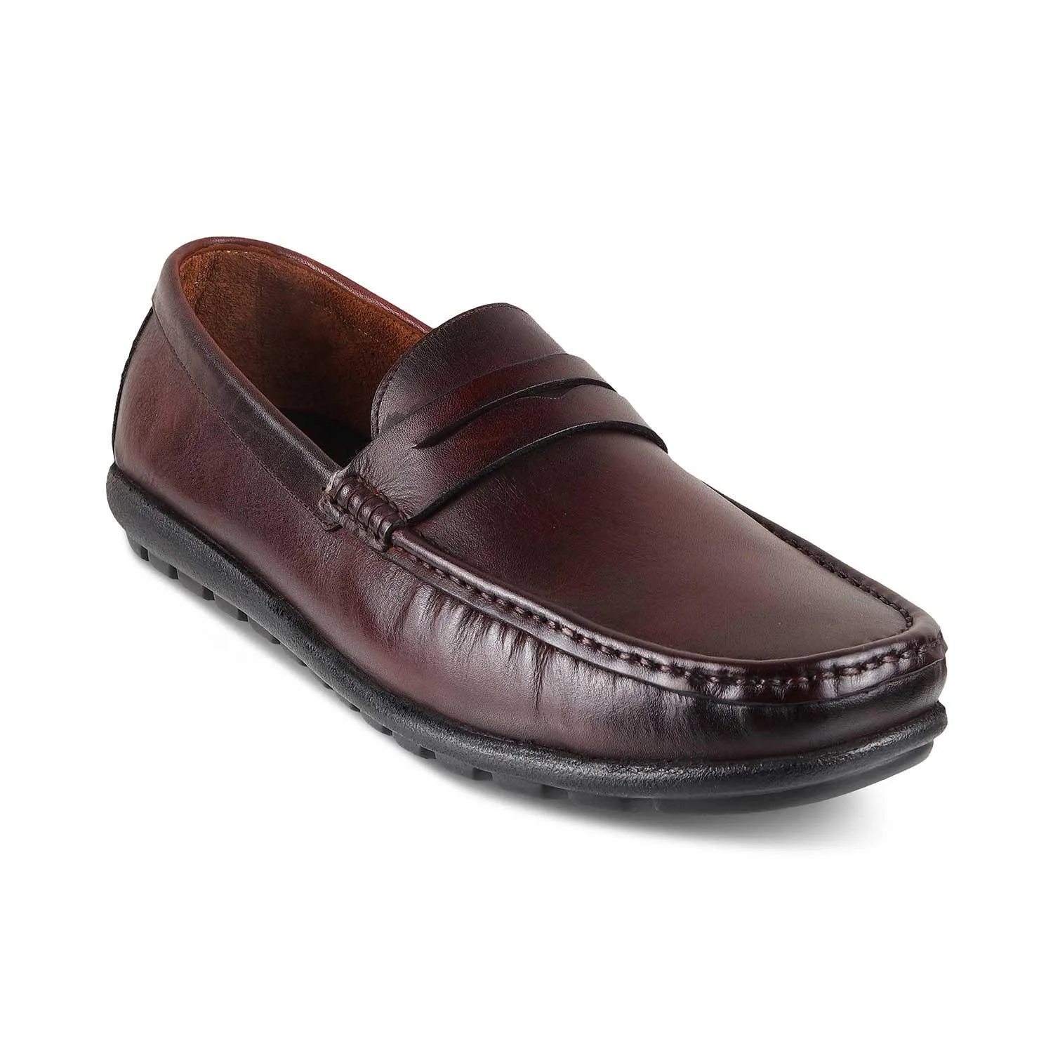 The Argento Brown Men's Leather Loafers Tresmode