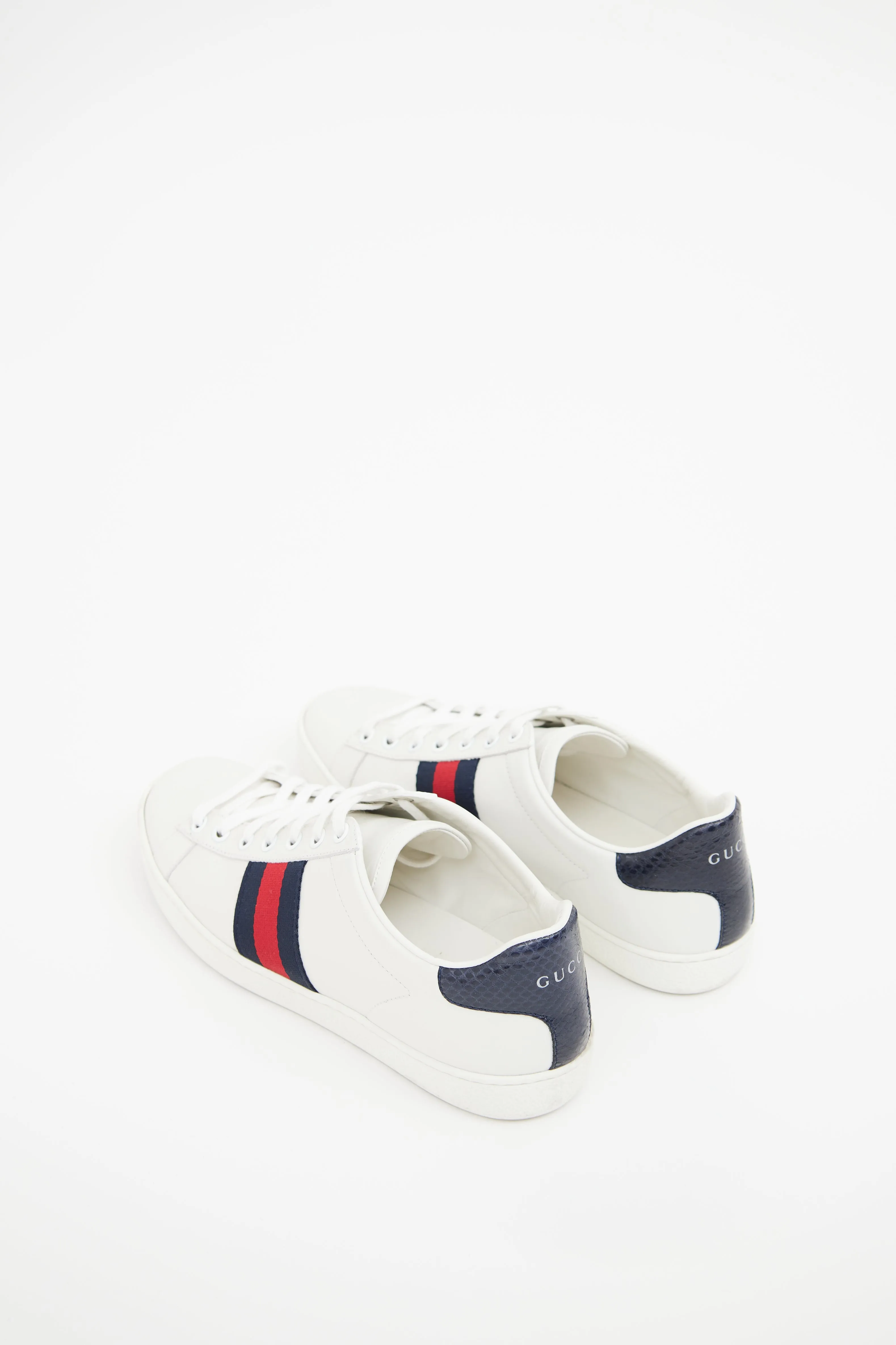 White Blue Red Leather Ace Sneaker